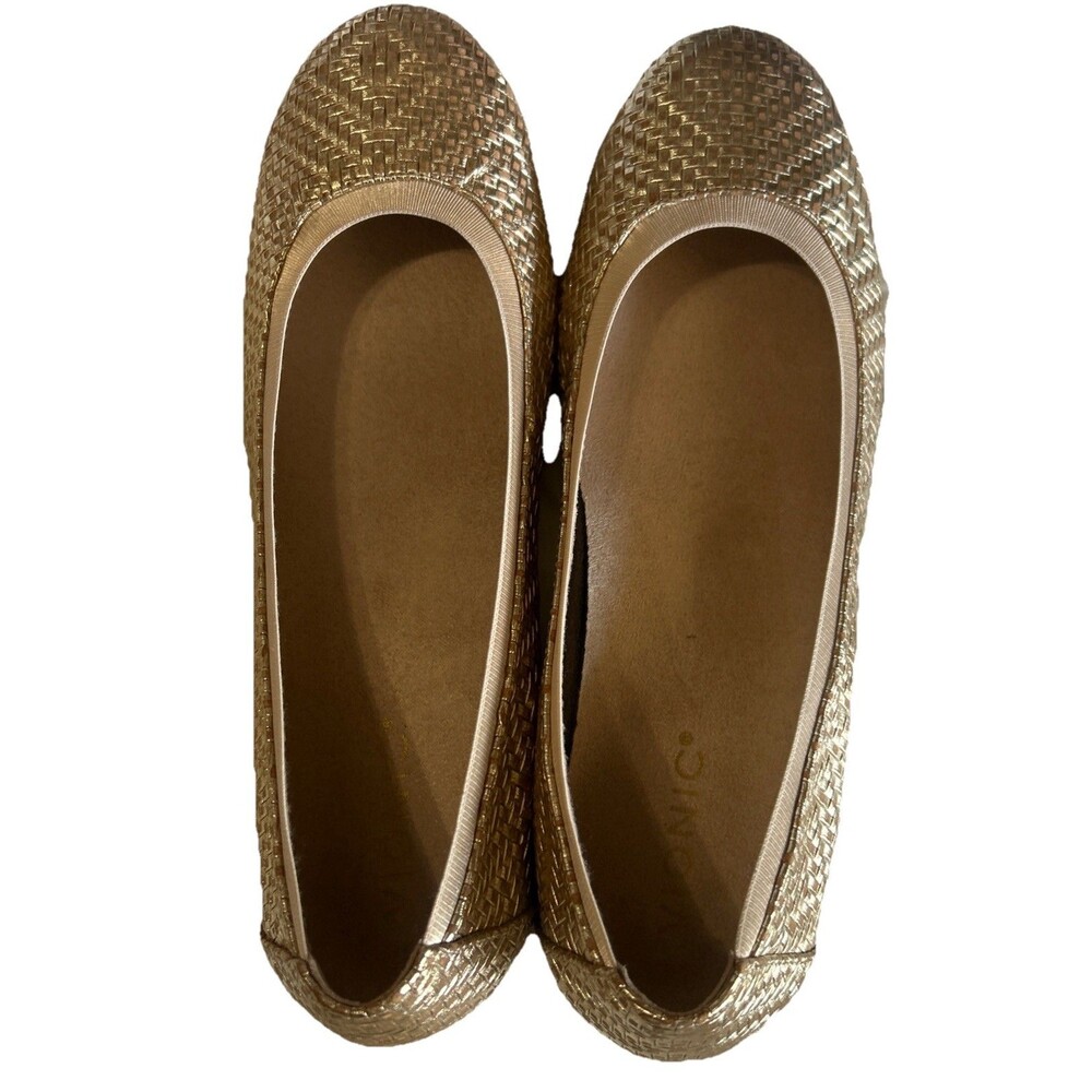 Vionic Gold Woven Ballet Flats - Picture 8 of 15